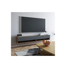 Mueble de TV de Pared Moderno Antracita-Roble - 180x31,5x29,5 cm - 2 Cajones y Estantes.