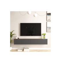 Mueble de TV de Pared moderno Antracita y Roble con 2 Cajones - 180x31.6x29.6 cm.